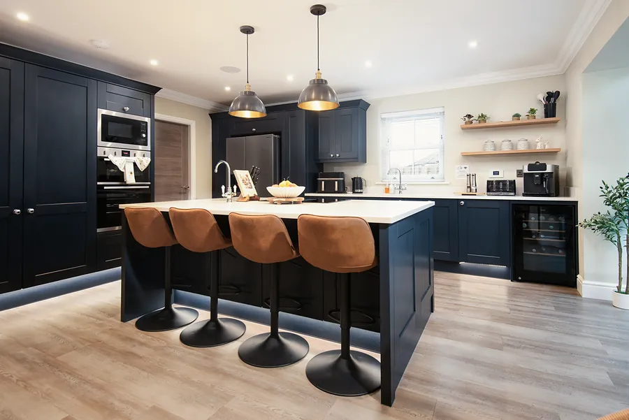 Kitchen island with four stools